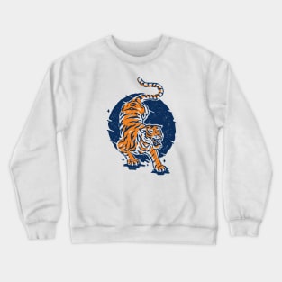 Vintage Japanese Tiger Illustration // Orange and Blue Tiger Crewneck Sweatshirt